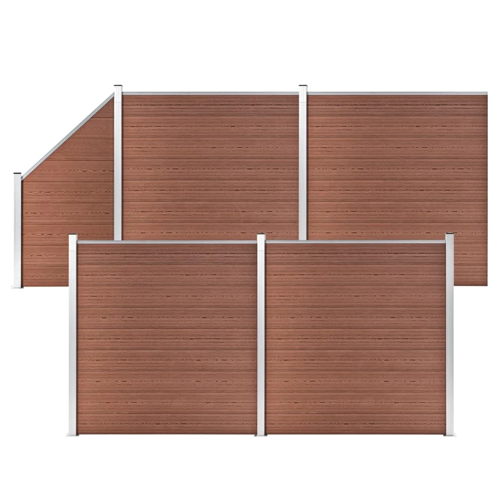 Wpc 4 Square + 1 Set Di Recinzioni Inclinate 792 X Cm Pannello Di Recinzione Da Giardino Marrone Decorativo Antiruggine Recinzioni Barriera Per Animal