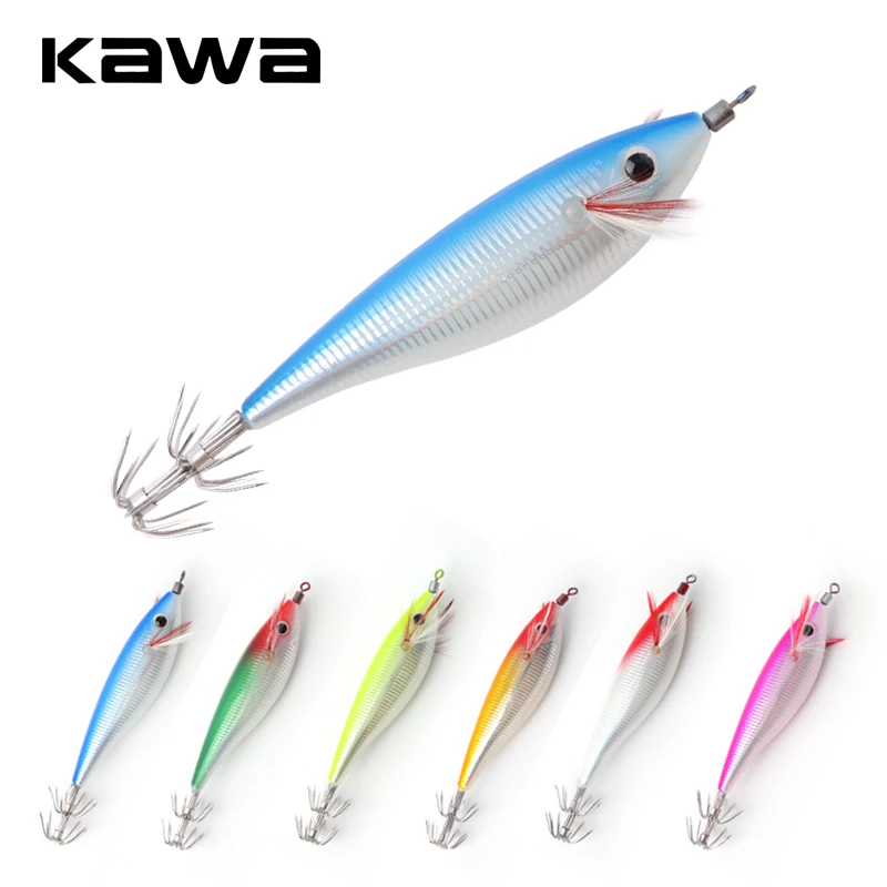 Kawa New Fishing Squid Hook Wood Shrimp 109g 100mm Eging Fishing Squid Lure Artificial Bait For Fishing Squid Octopus Hard Baits