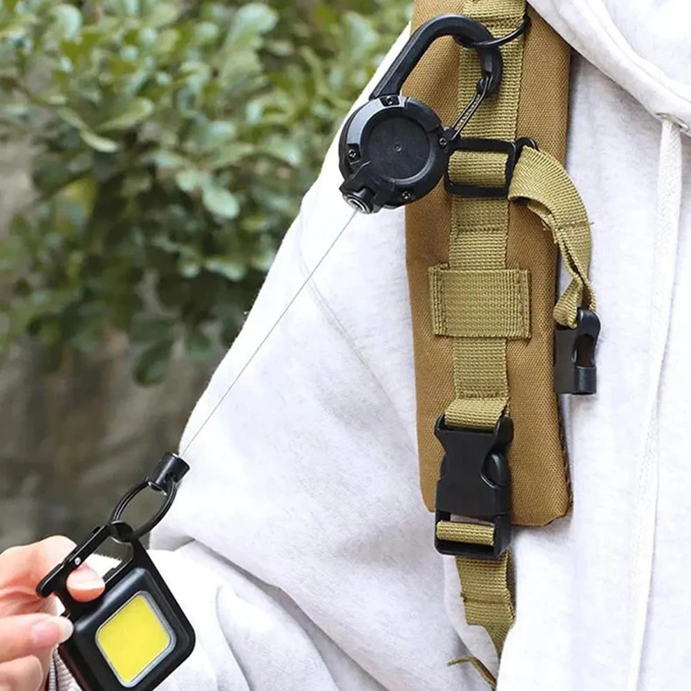 

Elastic Keychain Sporty Retractable Key Ring Anti-theft Metal Easy-to-pull Buckle Wire Rope Anti Lost Outdoor Tactical Hook Tool
