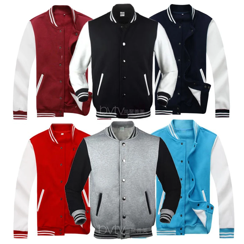 Mens Red and Navy Blue Baseball Varsity Jacket