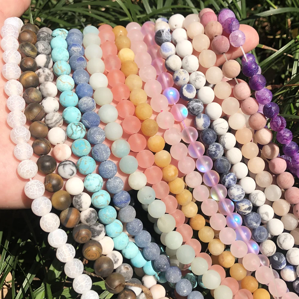 Natural Stone Matte Amazonite Round Beads for Jewelry Making  Perles Gem Loose Beads Diy Bracelet Necklace 15'' 4/6/8/10/12mm