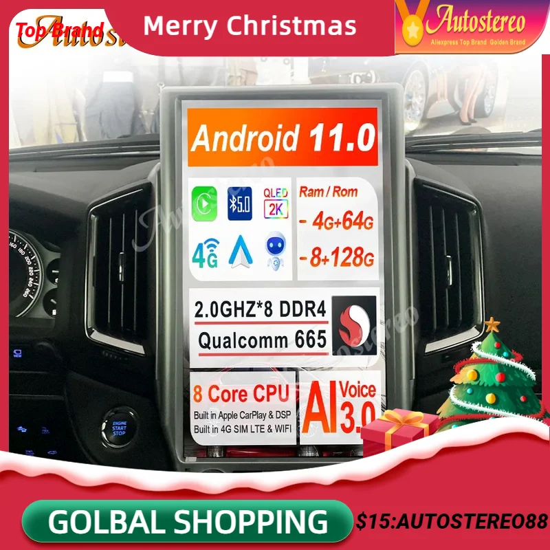 Android 11 128 Per Toyota Land Cruiser Lc200 2016-2021 Vx Gx Vxs 5700 Tesla Style Multimedia Player Auto Radio Head Unit Stereo