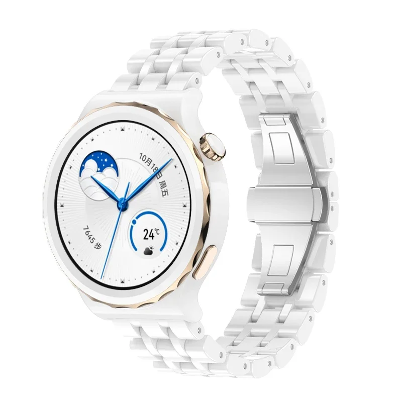 20mm Ceramic Strap For Huawei Watch GT 3 Pro 43mm,White / Black Ceramic Watchband For Huawei Watch GT3 GT 2 42mm Watch Wristband