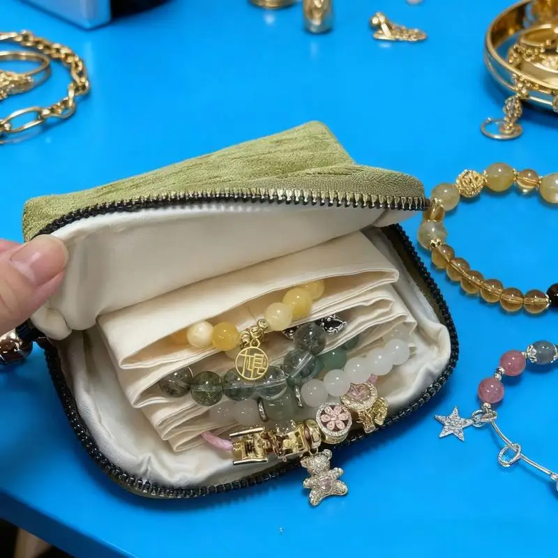 5-Layer Jewelry Storage Bag Velvet Jewelry Pouch Bags For Watch Bracelet Rings Earrings Portable Travel Jewelry Case