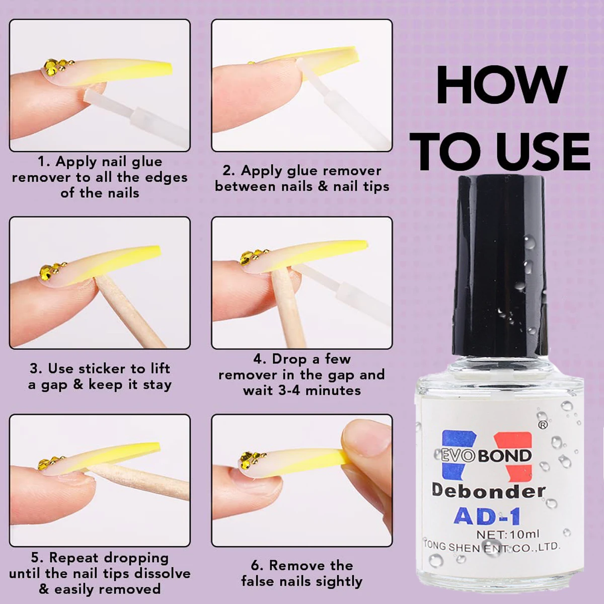 10ml Nail Glue Remover Glue Off for False Nails Rhinestone Remover Tools Nail Art Debonder Fast Dissolve Liquid Cleaner Accessor 5