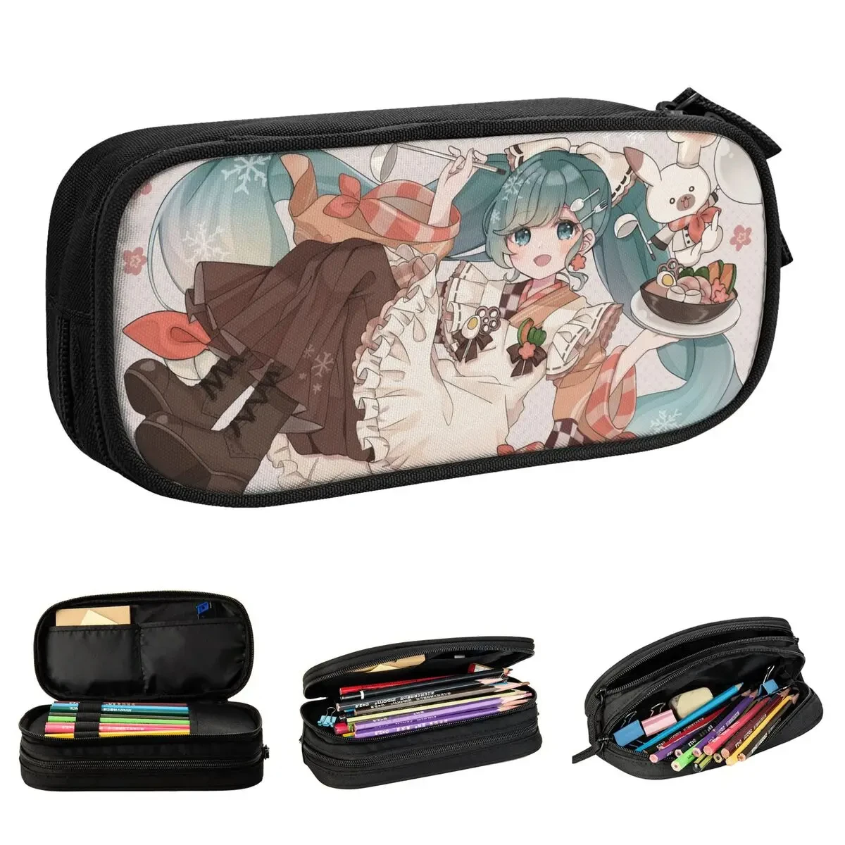 

VOCALOID Anime Pencil Cases Hatsune Miku Pen Holder Bag Girls Boys Large Storage Office Cosmetic Pencilcases Teens Girls
