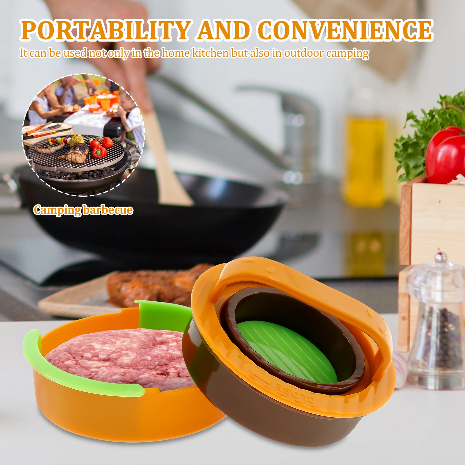 3 in 1 Hamburger Press Patty Maker Efficient Meat Patty Press Even Thickness Burger Tool Easy to Release Burger
