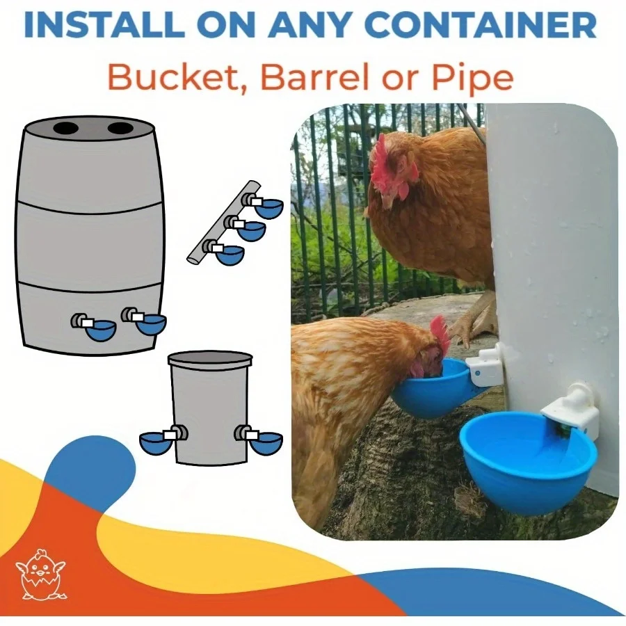 5/10Pcs Automatische Trinknapf Huhn Trinker Hängen Wasser Tasse Nippel Futter Vögel Wasser Schüssel Trinker Tassen für hinterhof Geflügel – Detail 4