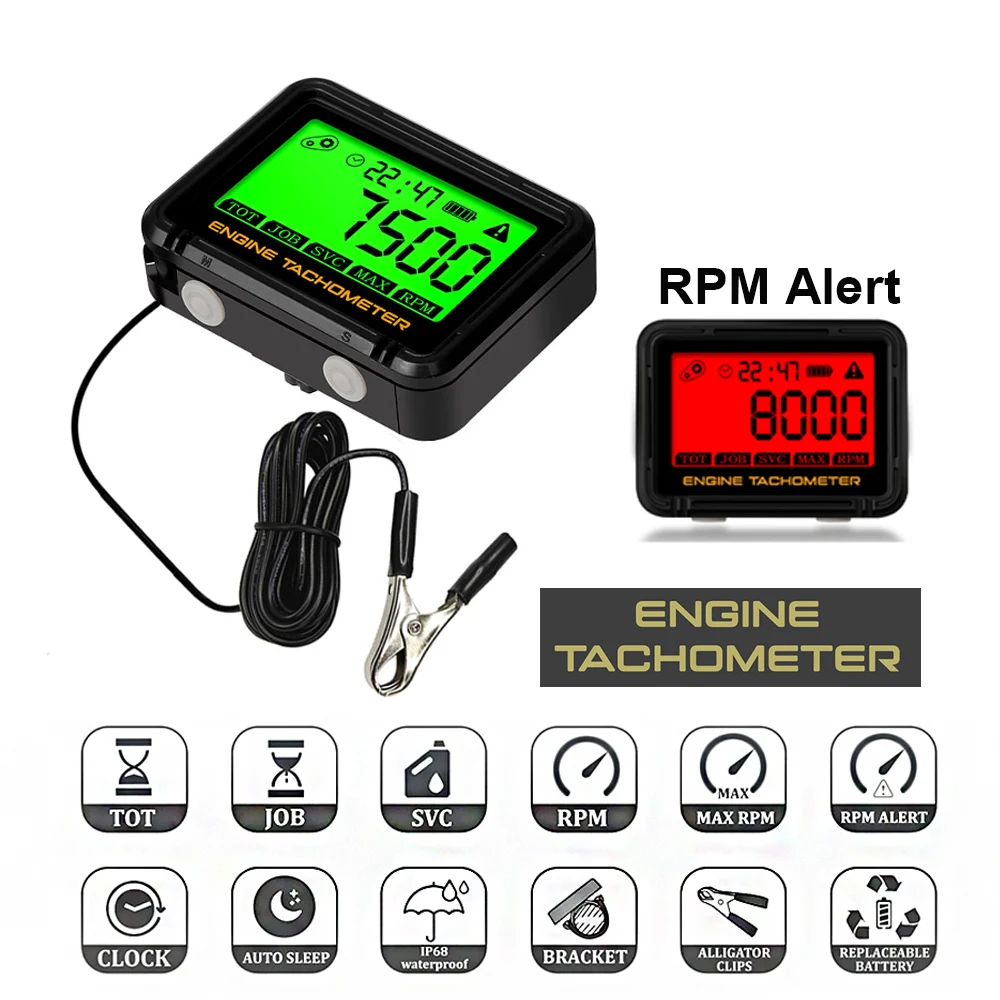 Inductive-Tachometer-Hour-Meter-Digital-Motorcycle-ATV-Lawn-Mower ...