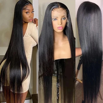 Human Hair Brazilian Bone Straight 13x4 HD Lace Front Wig 40 Inch 13x6 Lace Frontal 4x4 5x5 Glueless Clourse Wigs Pre Plucked 1