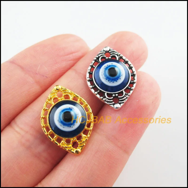 

Fashion 15Pcs Gold Color Tibetan Silver Plated Oval Eye Resin Charms Connectors 14.5x20mm