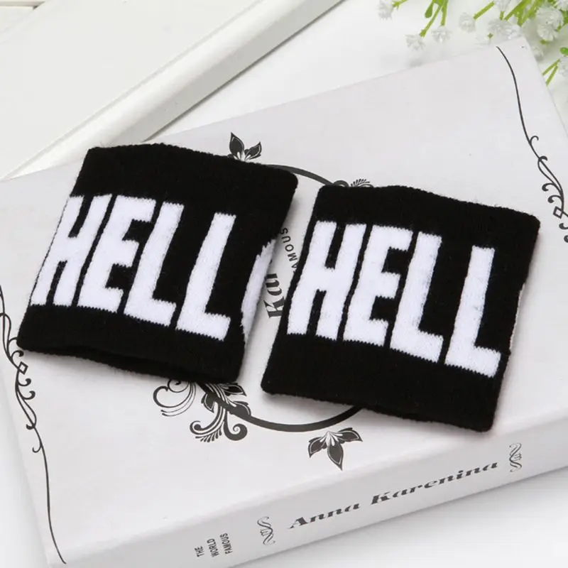 Wristband Sweatband Hip-Hop Letters Striped Dancing Wrist Support Brace Wraps Guards 2Pcs/Pair Adult Kids Running Sports