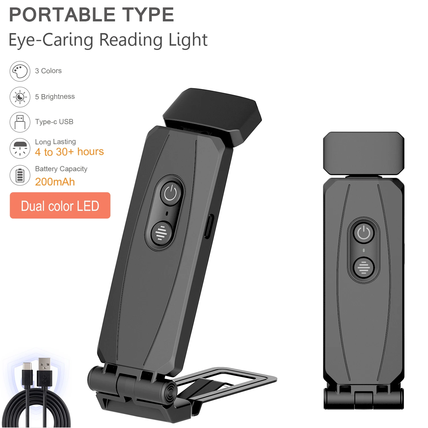 New LED Reading Book Clip Lamp Mini Night Light USB Rechargeable Portable Eye Protection LED Clip Table Lamp