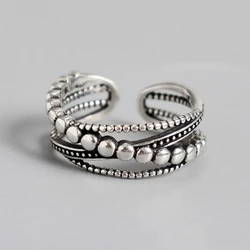 Elegant 925 Sterling Silver Double-Layer Wave Ring - Trendy Gift - Resizable (30HLZY6054-SV)