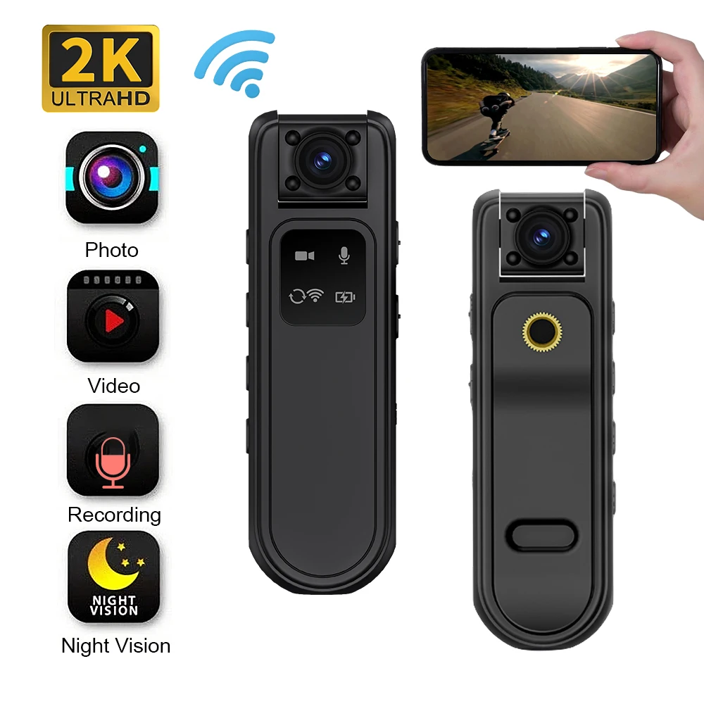 Quad Hd 2K Portatile Mini Camara Polizia Videoregistratore Body Cam Moto Bici Auto Dvr Webcam