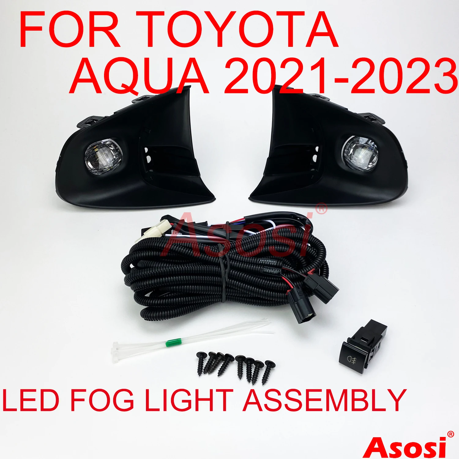 

Bumper Fog Light Assembly For Toyota Aqua 2021 2022 2023 Passenger & Driver Side Replace Or Upgrade With Bulb Switch Wire Bezel