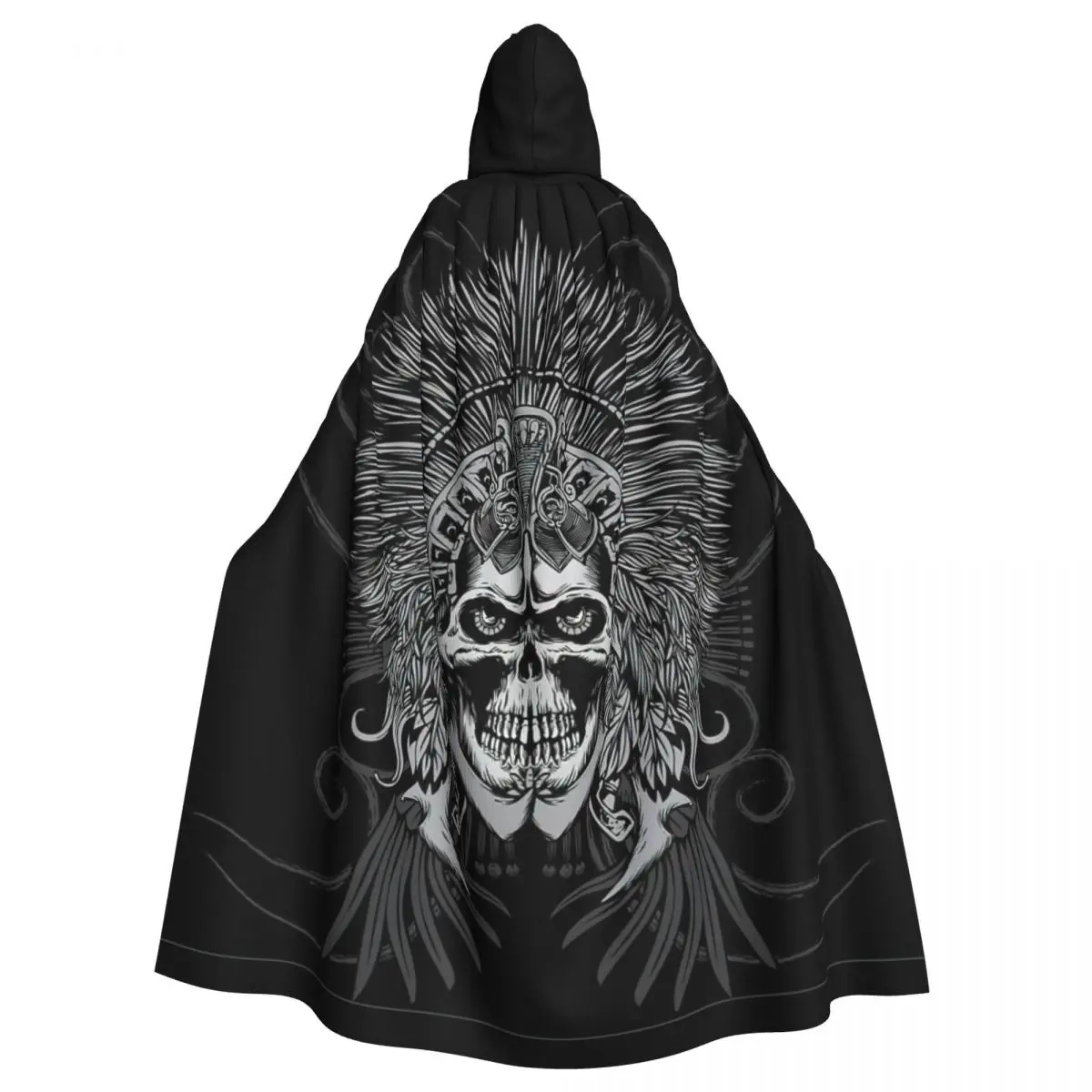 

AZTEC SKULL Hooded Cloak Halloween Party Cosplay Woman Men Adult Long Witchcraft Robe Hood