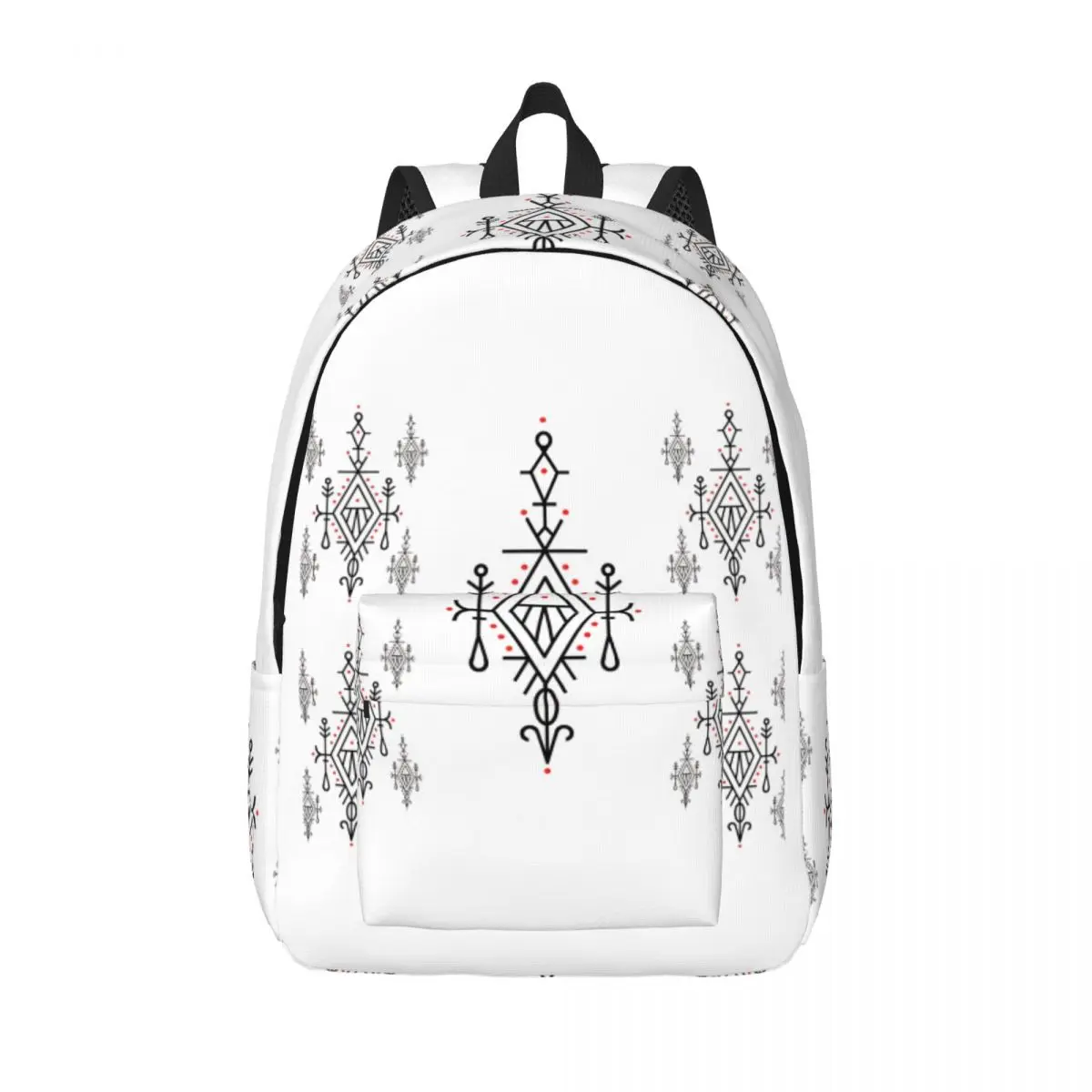 

Amazigh Kabyle Pattern Canvas Backpacks for Women College School Students Bookbag Fits 15 Inch Laptop Geometric Traditional Bags