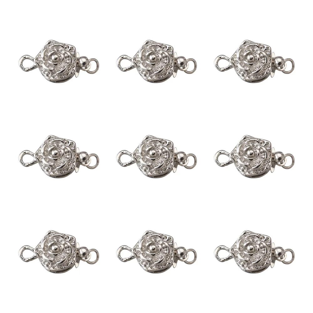 10 Sets Rose Flower Brass Chains Box Clasps Buckle For Diy Jewelry