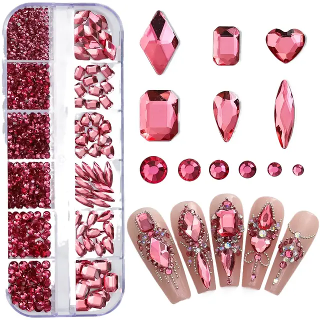 12-Grids-Sparkle-Translucent-Colorful-Mix-Shapes-Flatback-Glass-Diamonds-Nail-Art-Rhinestones-Jewel-Decorations-Manicure jpg