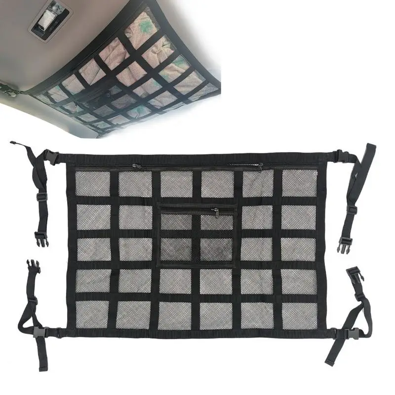 

Car Mesh Organizer Upgraded Storage Net For Car Cargo Net For SUV Load Bearing Car Camping Essentials Truck SUV Road Trip