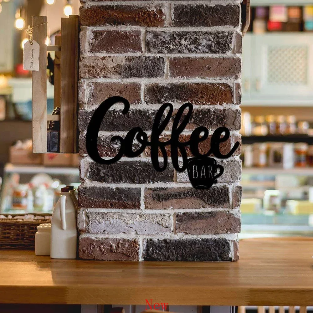 

Coffee Metal Wall Hanging Decoration Sign Metal Home Decor Coffee Cup Wall Mounted Decor Black Art Coffee Bar Cafe Store wall d