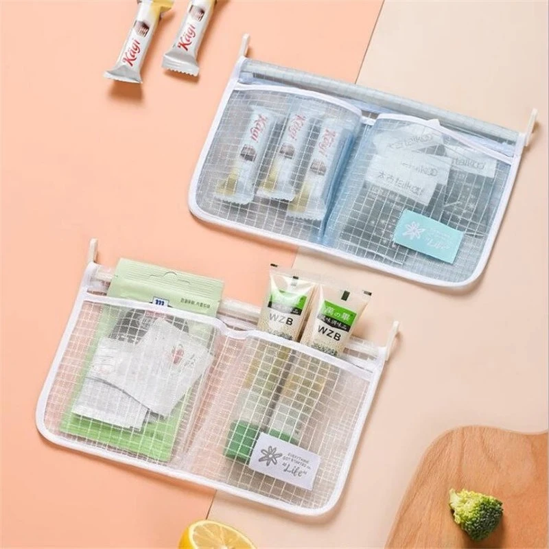 1PC Refrigerator Classification Storage Bag Double Compartment Sauce Bag Storage Bag Refrigerator Mesh Bag Storage Hanging Bag