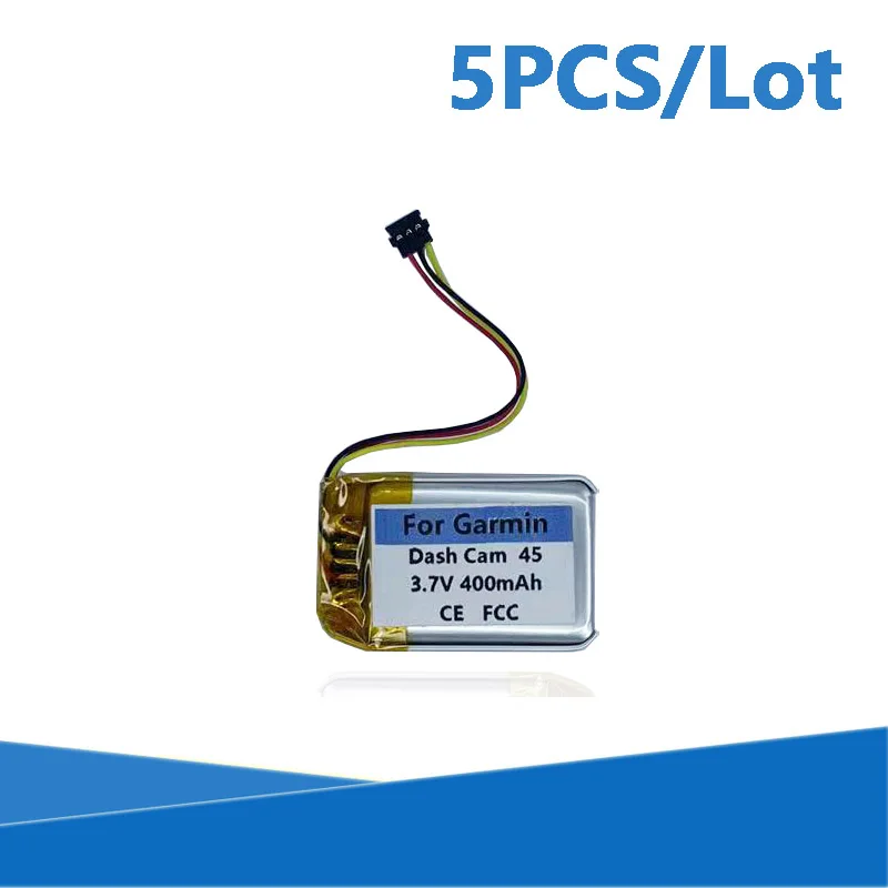 5 Pz/Lotto 400Mah 361-00103-00 Batteria Per Garmin Dash Cam 45 46 55 56 66W Registratore Di Azionamento Batterie Accumulatore Akku