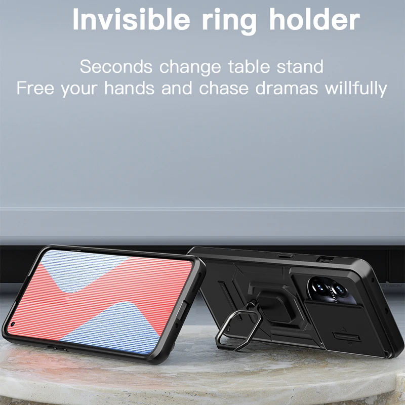 Étui de protection d'objectif d'appareil photo Bananq Slide 11 11R ACE 2 avec anneau magnétique et support pour OnePlus Nord N30 CE3 Lite_voghion.com