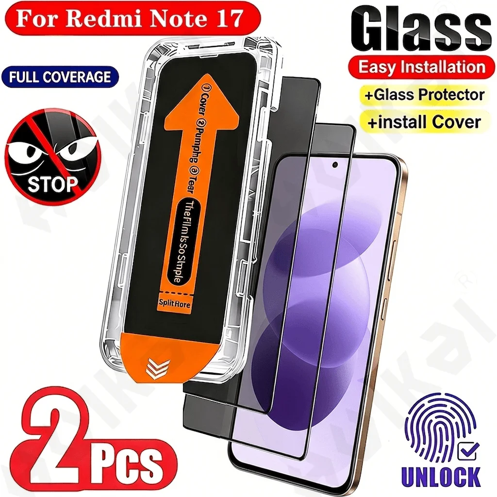 Enhanced Privacy Dust-Free HD Tempered Glass Screen Protector - 2 Pack