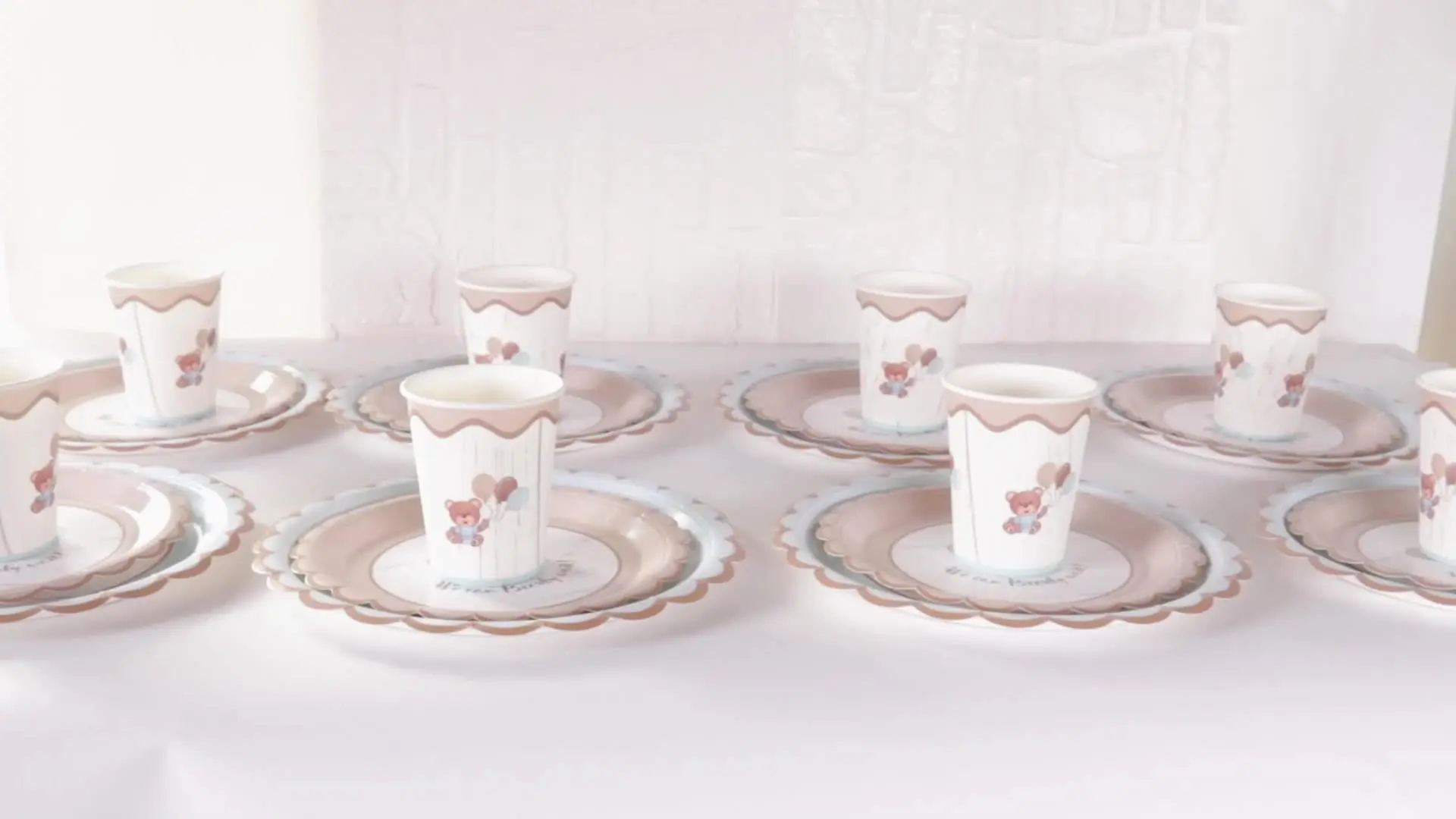 Set Stoviglie Per Feste Orsetto - 60 Pezzi Per Compleanni Baby Shower - Foto 2