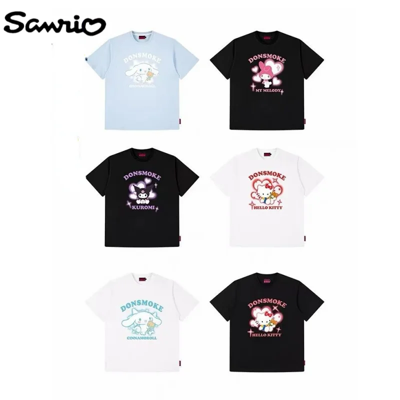 

Sanrio anime peripheral cartoon picture kawaii Hello Kitty Kulomi cute short-sleeved T-shirt ins creative couple gift wholesale