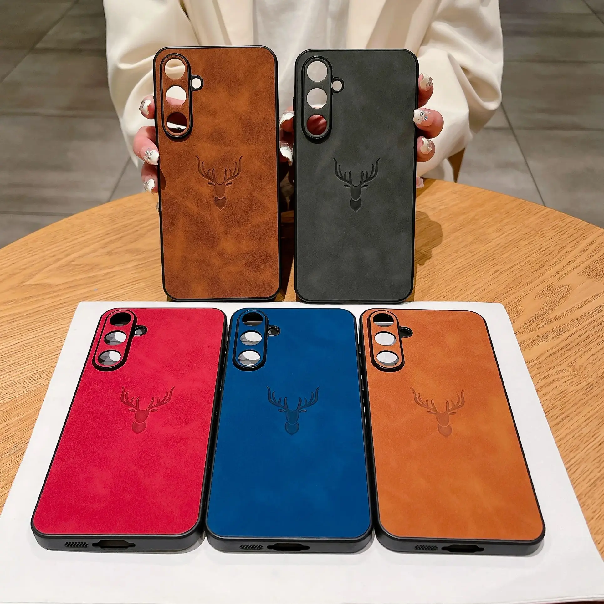 Elegant Suede Leather Shockproof Case with Silicone Bumper Cover