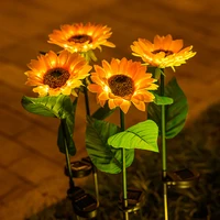 Solar Sunflowers Outside Garden Lawn Light IP65 Waterproof Solar Flowers Pathway Light for Patio Yard Wedding