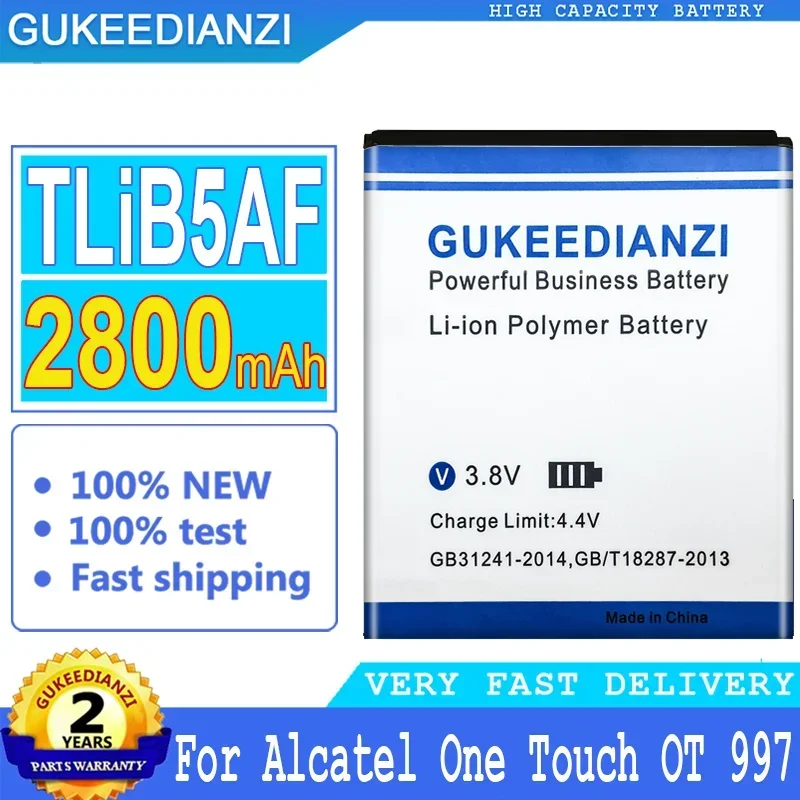 Batteria Gukeedianzi Per Alcatel One Touch, Tlib5Af, 2800Mah, Ot 997 997D Pop C5 C 5 Ot 5036 5036D 5037 5037X 5037A 5037D 5035E