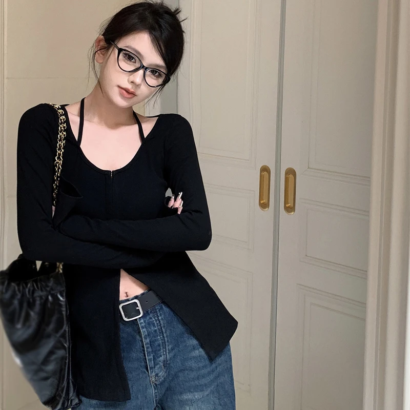 

Футболка с круглым вырезом и длинным рукавом, в стиле ретро