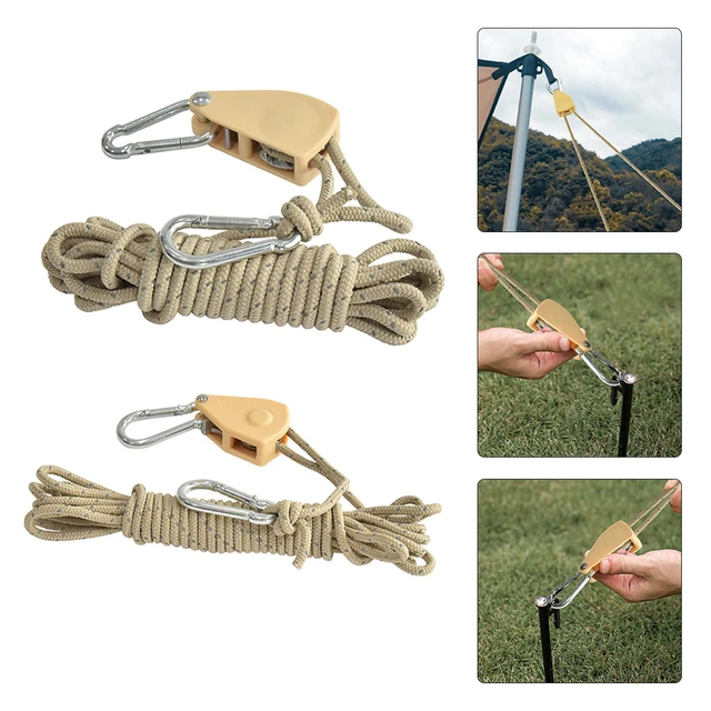 Corde de tente avec tendeur de poulie, suspension à boucle fixe, auvent,  corde à vent pour l'extérieur - AliExpress