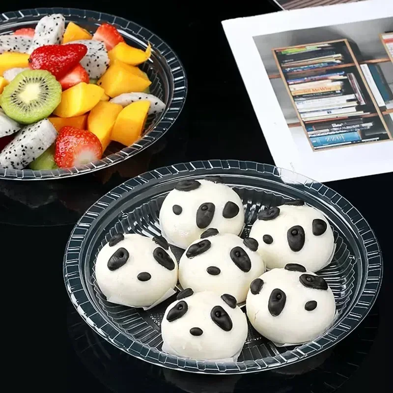 10/20PCS Disposable Plates Food Grade Plastic Salad Fruit Plate High-temperature Resistant Barbecue Buffet Thickened Tableware