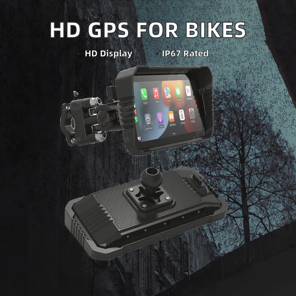 방수 IP67 6.25인치 HD IPS GPS 네비게이션 무선 안드로이드 오토 휴대용 카플레이 스크린 (오토바이 액세서리용)
