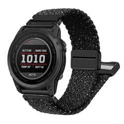 Quick Fit Elastic Nylon Wristband Strap in 22/26mm - Quick fit 22mm (Black white)