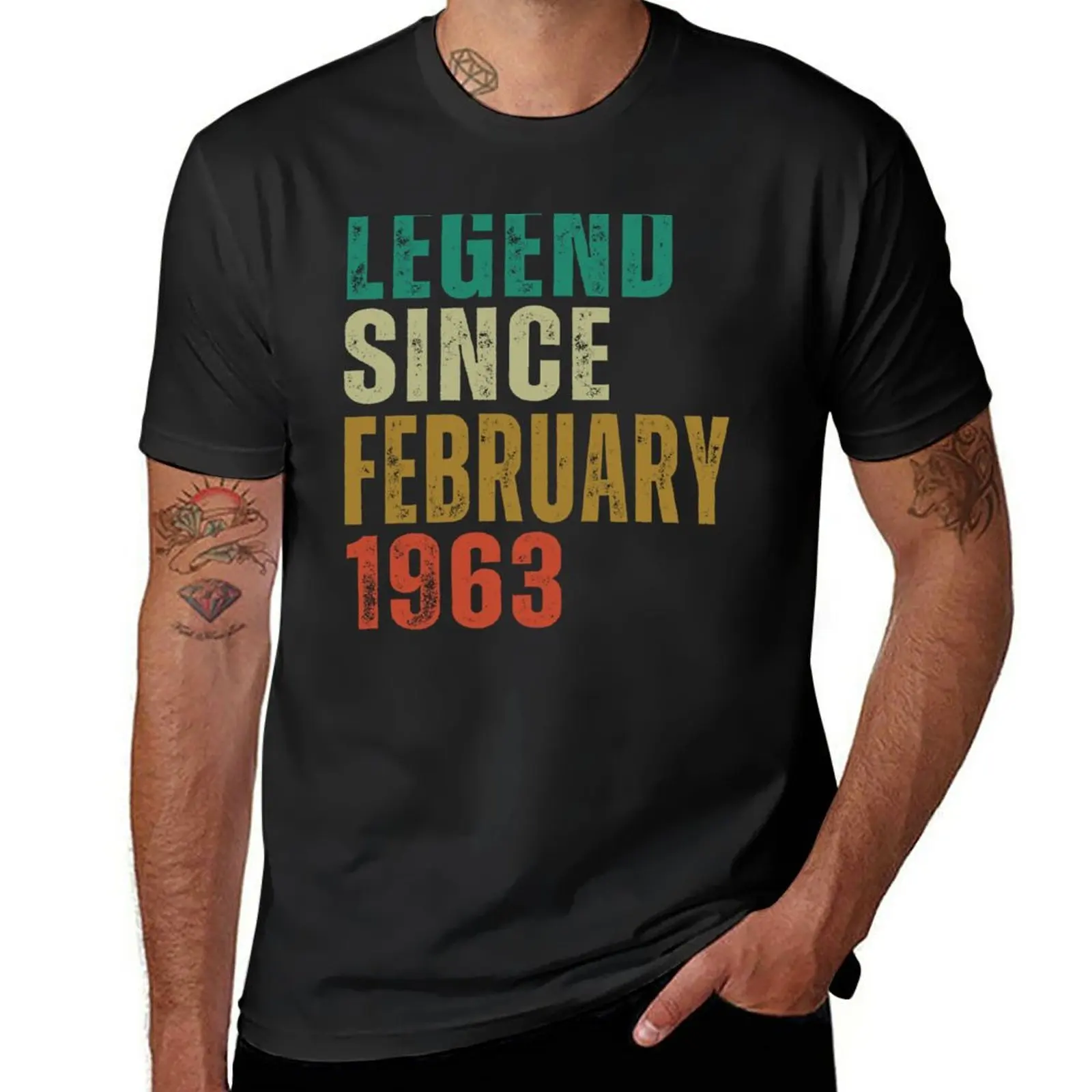 

New Legend Since February 1963 59 Years Old Awesome Retro Vintage 59th Birthday Gift T-Shirt plus size tops Men's cotton t-shirt