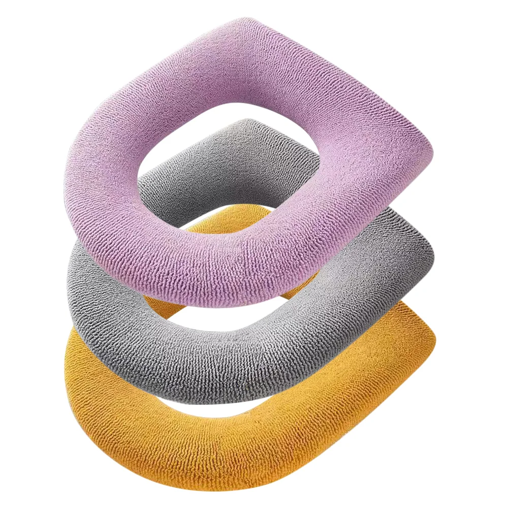 

Winter Warm Toilet Seat Cover Closestool Mat Washable Reusable Pad Bathroom Accessories Knitting Pure Color Soft Bidet Cover