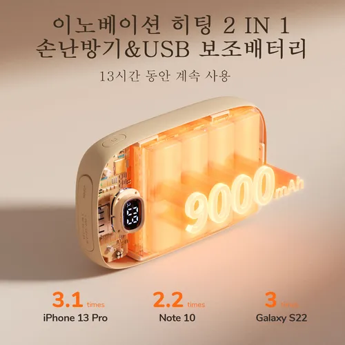 JISULIFE 3S 순간히터 보조배터리 60℃ 양면가열 대용량 지속 항온 16시간 max LED 디지털 디스플레이 포함 피부 친화적 소재 안전 보장-겨울 선물 선호-실외용 빠르고 따뜻한 손 사용 --5-7일 빠른 배송 4