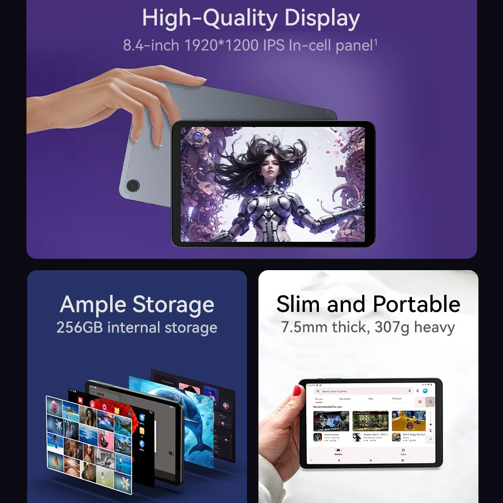 ALLDOCUBE iplay 50 mini pro 8.4in Tablet 5000mAh Long-Lasting RAM 8GB ROM 128GB Widevine L1 Netflix G99 CPU IPS Display 5