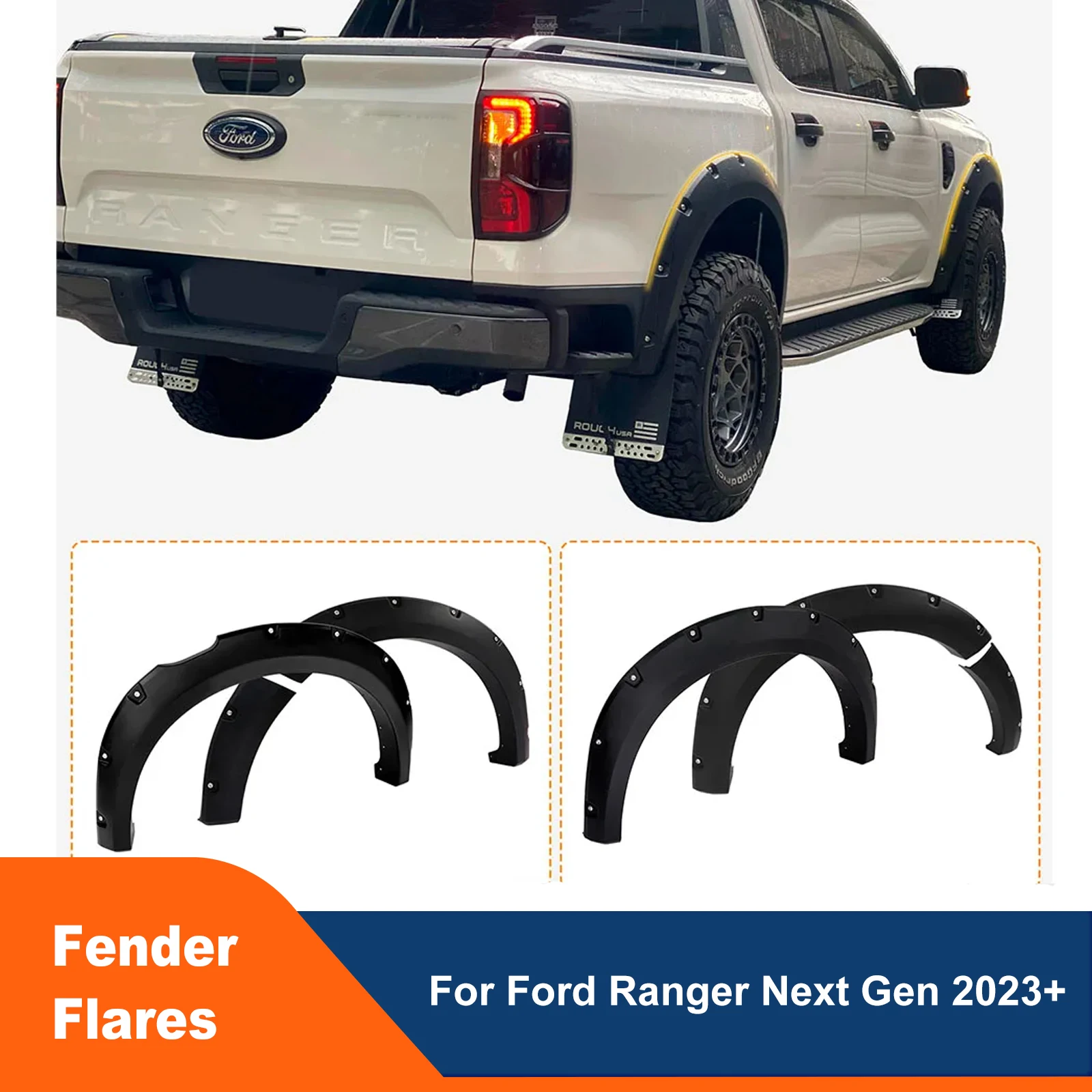 

6'' Wheel Arch Extension Fender Flares Kit for Ford Ranger Next Gen 2022 2023 T9 Wildtrak Wildtrak-X Models 4X4 Car Accessories