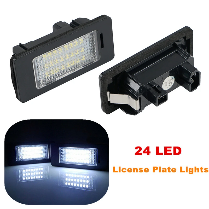 

2Pcs 24 LED Car Number License Plate Lights Lamps Error Free White For BMW E39 E60 E60N E61 E90 E91 E90N E92 E93 E46 CSL E82 E88
