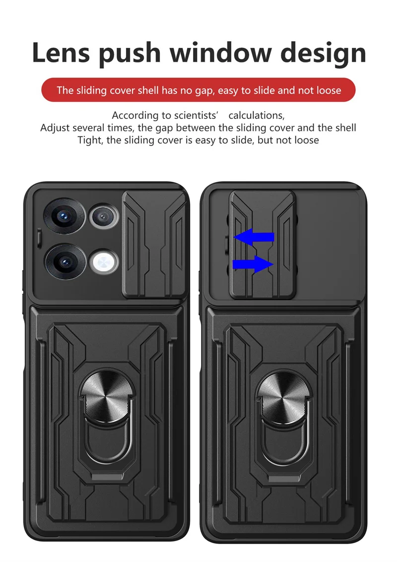 Rugged Armor Case with Lens Protection & Card Slot Stand