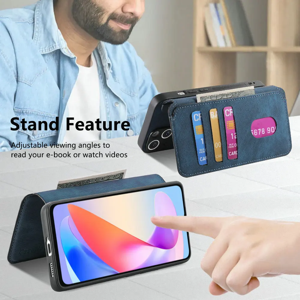 Luxury 2-in-1 Leather RFID Protective Case with Magnet Card Holder