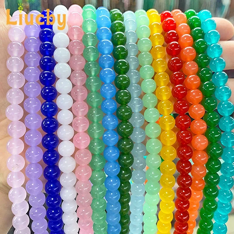 Natürliche Chinesische Jade Chalcedon Stein Glatte Perlen Für Schmuck Machen DIY Armbänder Halskette Ringe Zubehör 4/6/8/10/12/14MM