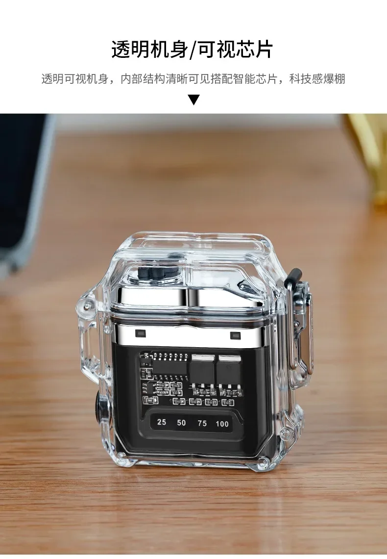 2025 New Transparent Shell Double Arc USB Electronic Lighter TYPE-C Fast Charge COB Lighting Plasma Lighter Electric Waterproof